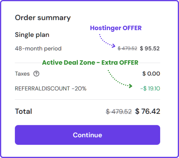 ADZ Coupon Applied on Hostinger